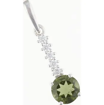 Přívěsek My Moldavite Stříbrný přívěsek s vltavínem a zirkony 434Z-14045
