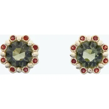 Náušnice My Moldavite Zlaté náušnice s vltavíny a granáty AUVG2125-3