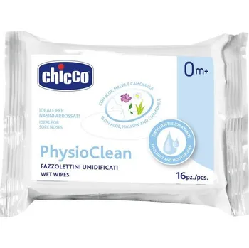 Vlhčený ubrousek CHICCO Ubrousky vlhčené Physioclean na čištění nosánku 16 ks 0m+