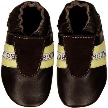 Capáčky BOUMY APPLIQUE TRACKSHOE BROWN se zeleným pruhem (19/M)