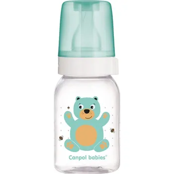 Kojenecká láhev CANPOL BABIES 11/851 Lahev s potiskem CUTE ANIMALS 120ml Medvídek zelená