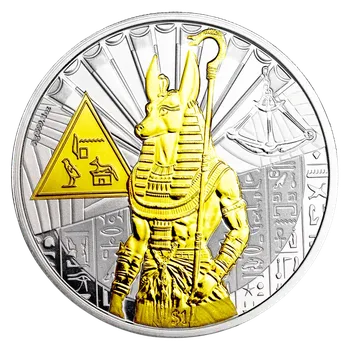 Pobjoy Mint Stříbrná mince 1 oz Anubis Egyptian Gods 2023 Zlacená