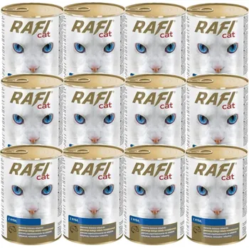 Krmivo pro kočku RAFI Kočičí kousky s rybou v omáčce - plechovka 12x415g