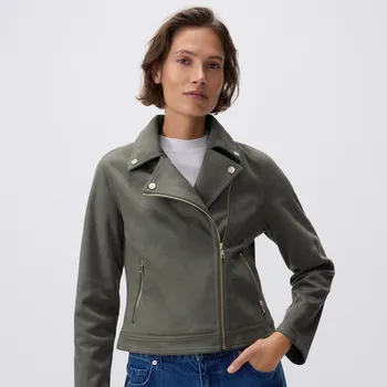 Dámský kabát Reserved - Bunda biker z imitace semiše - zelená - YH579-87X - YH579-87X-XXL