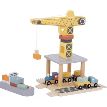 Dřevěná hračka Tooky Toy Sada Dřevěný Přístavní Jeřáb