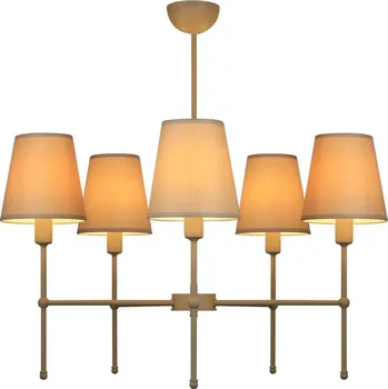 Lustr na tyči MADELA 5xE14/40W/230V bílá/béžová