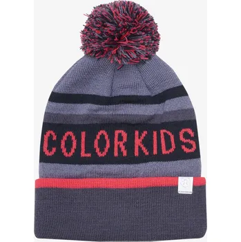Čepice Color kids čepice s bambulí šedo - červená OBVOD: 52