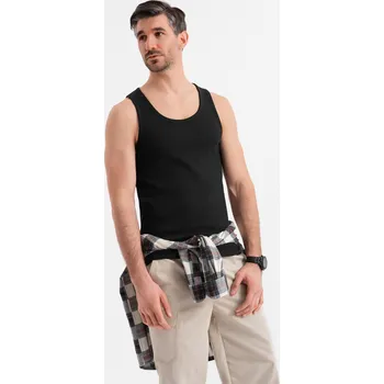 Pánská móda Pánské bavlněné základní tričko - černé V3 OM-TSBT-0239 - M