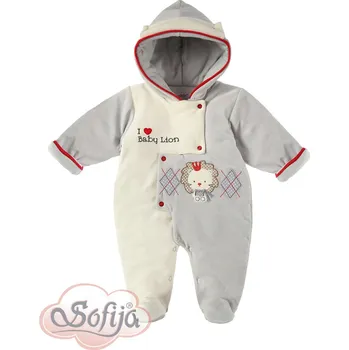 Kojenecký overall SOFIJA Overal zateplený KRÁL LEV welurový šedý vel. 68cm