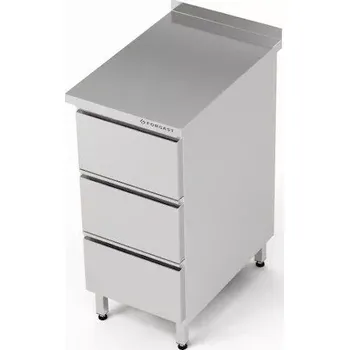 Dílenský stůl Nerezový pracovní stůl s blokem se 3 zásuvkami 40x60x85 cm | FORGAST