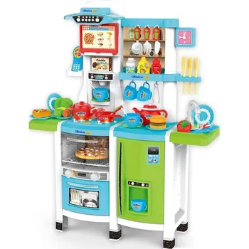 Dětská kuchyňka LAMPS Kitchen Set Kuchyňka modrá 100 cm na baterie a na vodu