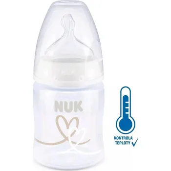 Kojenecká láhev NUK First Choice Temperature Control Kojenecká láhev 150 ml white Srdíčko