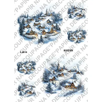 Umělecký papír Rýžový a soft papír na decoupage - Horské městečko - KB4614 Materiál: Soft, Rozměr: A4