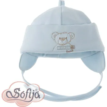 Čepice SOFIJA Čepice bavlněná Zimní BEAR Miš Modrá (45-47) vel. 74cm