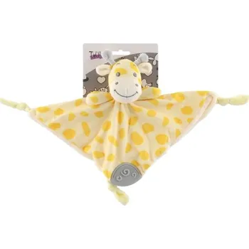 TEDDIES Tulilo Žirafa usínáček kousátko plyš 25x25cm žlutá na kartě v sáčku 0m+