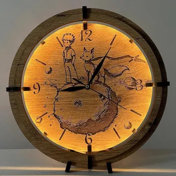 Hodiny Li-Go 23712/DUB/BAT2 - LED Stmívatelné hodiny se senzorem LED/1xAA pr. 32 cm dub