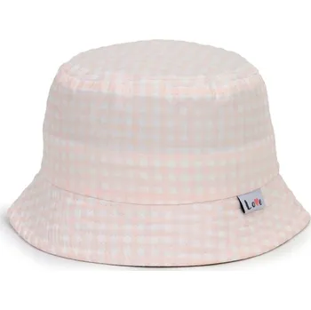 Klobouk YOCLUB Klobouček letní LOVE kostička losos vel. 44-46cm