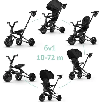 Dětské vozidlo QPLAY Skládací tříkolka NOVA Niello Black, věk 10-72 měsíců