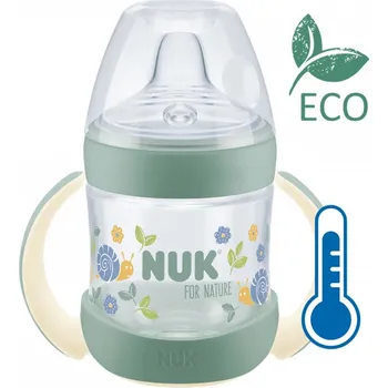 NUK Kojenecká láhev na učení For Nature s kontrolou teploty 6-18m Zelená