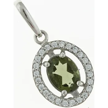 Přívěsek My Moldavite Stříbrný přívěsek s vltavínem a zirkony 013-586