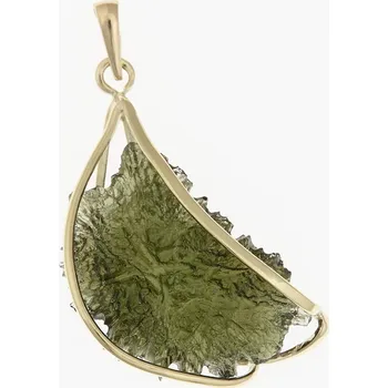 Přívěsek My Moldavite Zlatý přívěsek s přírodním vltavínem 9513