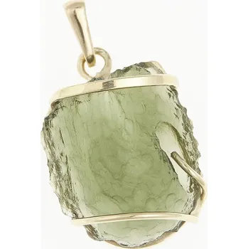 Přívěsek My Moldavite Zlatý přívěsek s přírodním vltavínem 1774-2