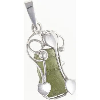 Přívěsek My Moldavite Stříbrný přívěsek s přírodním vltavínem – srdce 012-15156