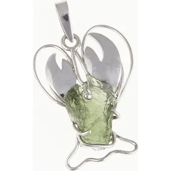 Přívěsek My Moldavite Stříbrný přívěsek s přírodním vltavínem – rak 011-15157