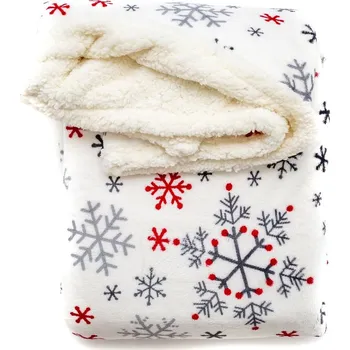 deka Deka beránek, 200 × 150 cm, červené a šedé vločky, bílá, 100% polyester QK-120