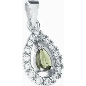 Přívěsek My Moldavite Stříbrný přívěsek s vltavínem a zirkony 1046