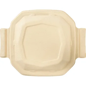 Jednorázové nádobí Víko k boxu z cukrové třtiny čtvercové Eco, 24,4x19,2x3,2 cm - hnědá