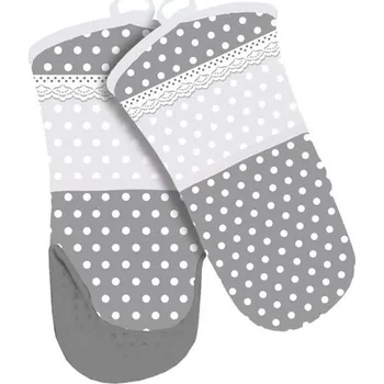 Chňapka Kuchyňská chňapka se silikonovou dlaní šedá/puntíky