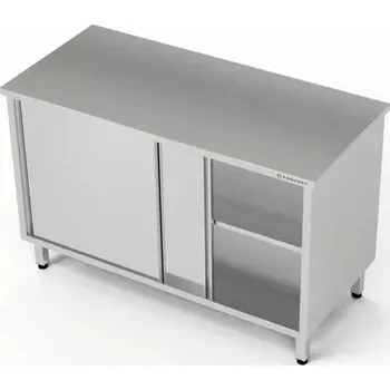 Dílenský stůl Nerezový průchozí pracovní stůl se skříňkou 90x60x85 cm | FORGAST