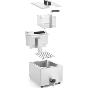 fritéza Elektrická fritéza Mastercook s digitálním panelem a vypouštěcím kohoutkem - 8 l | HENDI 207369
