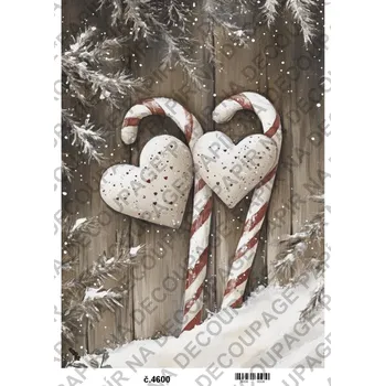 Umělecký papír Rýžový a soft papír na decoupage - Zimní vintage šedobéžová - KB4600 Materiál: Soft, Rozměr: A4