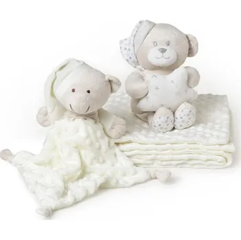 Dětská deka INTERBABY | Deka měkká kuličky + přítulka + medvídek - KRÉMOVÁ