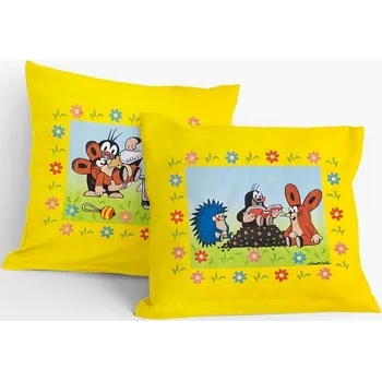 Povlak na polštářek MATĚJOVSKÝ Povlak na polštářek 40x40cm KRTEK a kamarádi Žlutý lem