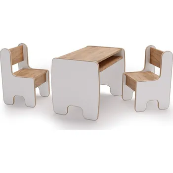 Dětský stůl dětský stůl Timi a dvě židličky MDF barva bílá / dub craft zlatý