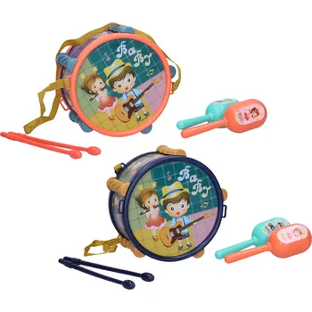 Hudební nástroj pro děti Wiky Hudební set buben s rumba koulemi 18x16,5 cm