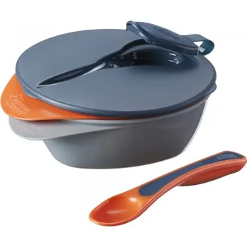 dětská jídelní sada TOMMEE TIPPEE Misky s víčkem a lžičkou Explora tyrkys 2 ks, 6m+