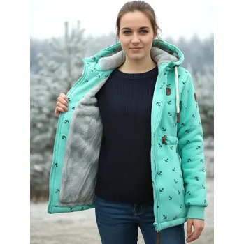 Dámská mikina Dámská bundomikina s kožíškem velké velikosti 2XL až 6XL zelinkavá Již pouze vel. 5XL