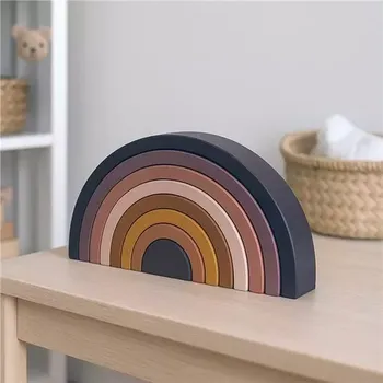Dřevěná hračka Dřevěná duha Brown Montessori Baby Mix