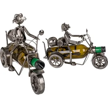 Stojan na víno Kovový stojan na víno motorkář na Harley