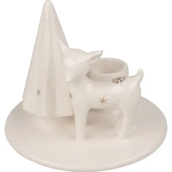 Svícen Svícen se srnou porcelánový 10,5 x 9 x 10,5 cm, na svíčku 2,2 cm