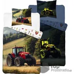 Svítící bavlněné povlečení 140x200+70x80 Červený traktor