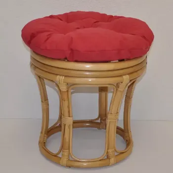 Taburet Ratanová taburetka velká medová - polstr vínový melír - SLEVA 3% s kodem radost25