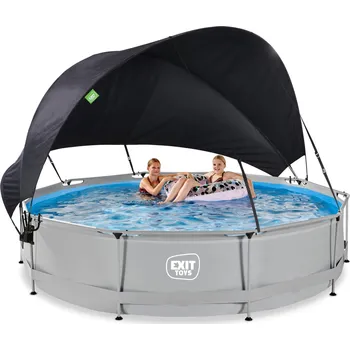 Bazén Bazén EXIT Soft Grey ø360x76cm s filtračním čerpadlem a sluneční clonou - šedý | 30.35.12.50