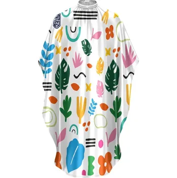 Pláštěnka FNX Barber KIDS Cape - dětská pláštěnka Bílá s barevnými rostlinkami