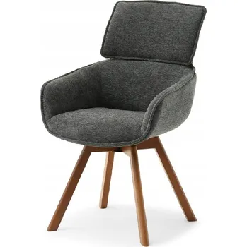 Jídelní židle Otočná jídelní židle Dorian, grafitový odstín/ořechové podnoží