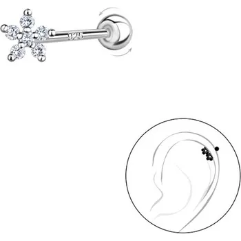 Piercing Stříbrný piercing FLOWER ZIRKON Ag 925/1000